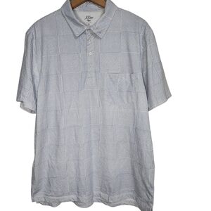 J Crew Knit‎ Goods 100% Cotton Pale Blue White Basket weave Polo Shirt Mens XL